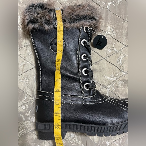 London Fog NWT Black Winter Boots with Fur Trim Size 8 - Picture 8 of 12